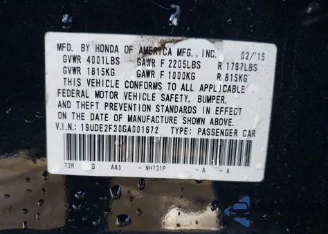 2016 Acura Ilx 2.4L/Acurawatch Plus Package z USA, uszkodzony, nr VIN 19UDE2F30GA001672